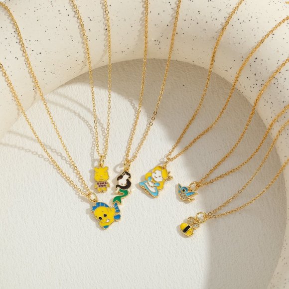 $5 ADD ON ITEM- 14K Gold Plated Fish Pendant Charm Necklace Chain Girls Kids - Picture 5 of 6